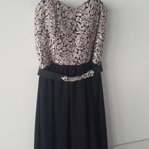 High low nude rose glittering prom dress